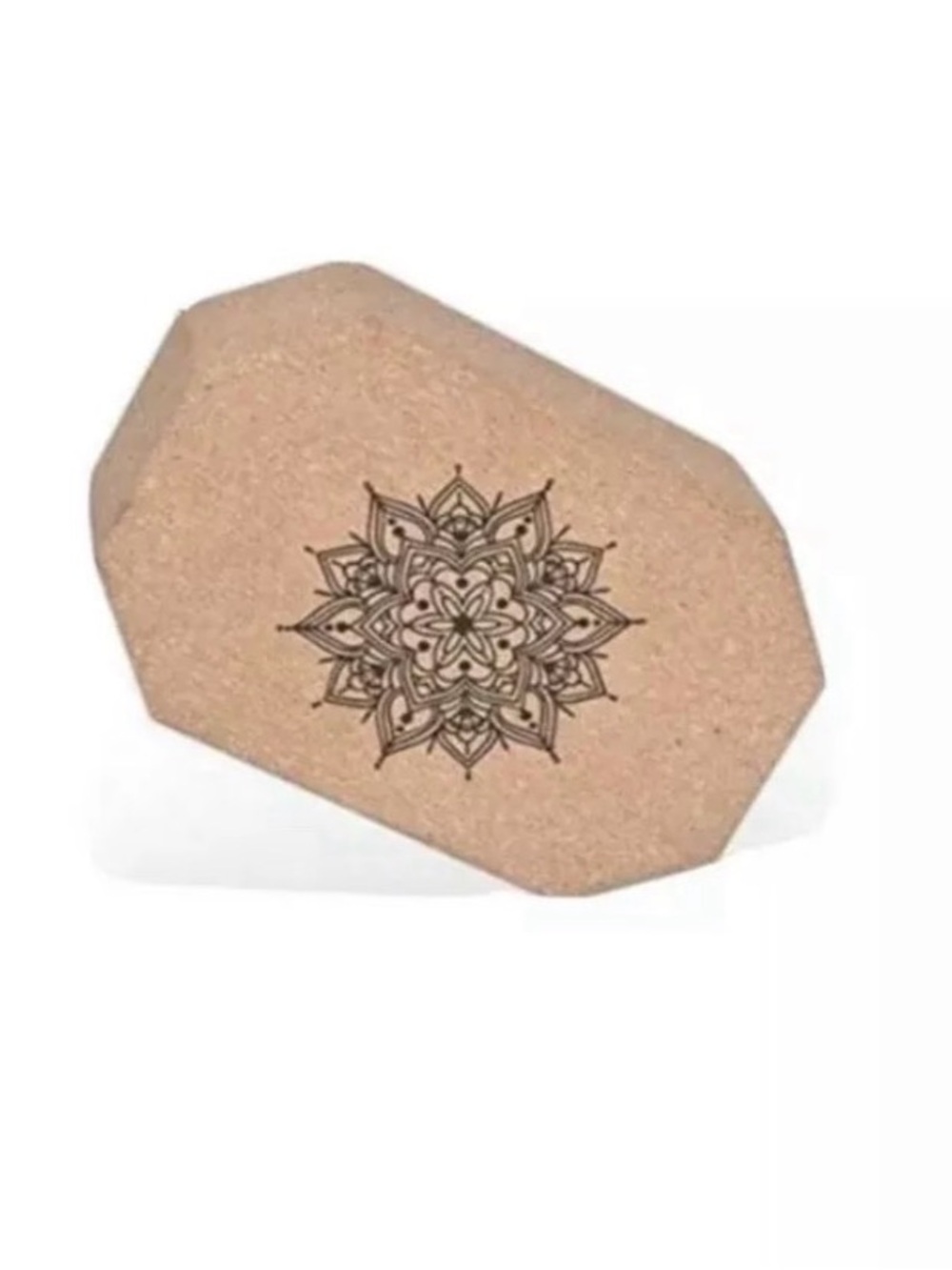 2 pack Cork Yoga Block with Mandala Print - Natural Cork